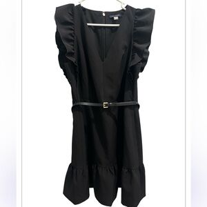 Tommy Hilfiger Size 12 Black Flutter Sleeve Sheath Dress